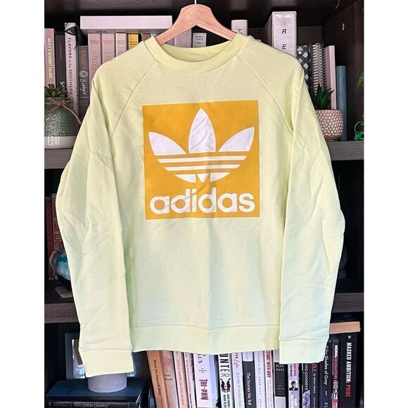 Adidas Yellow Trefoil Crewneck Sweatshirt Size Small - Picture 6 of 8